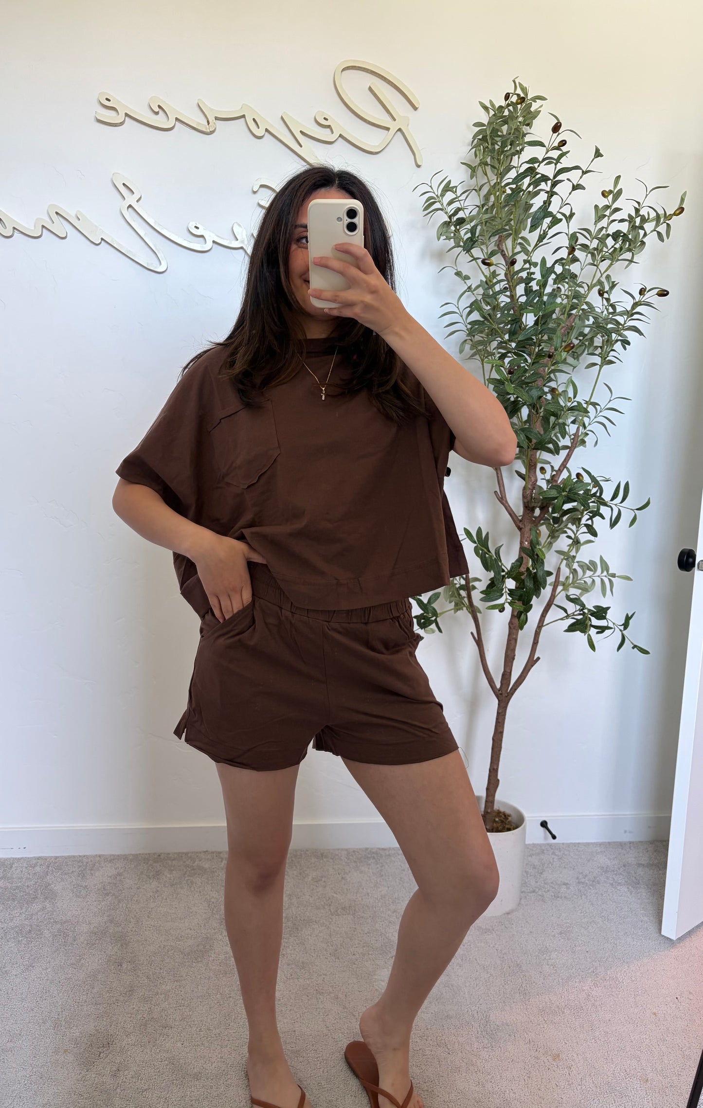 Weekend Wander Shorts Set - Chocolate