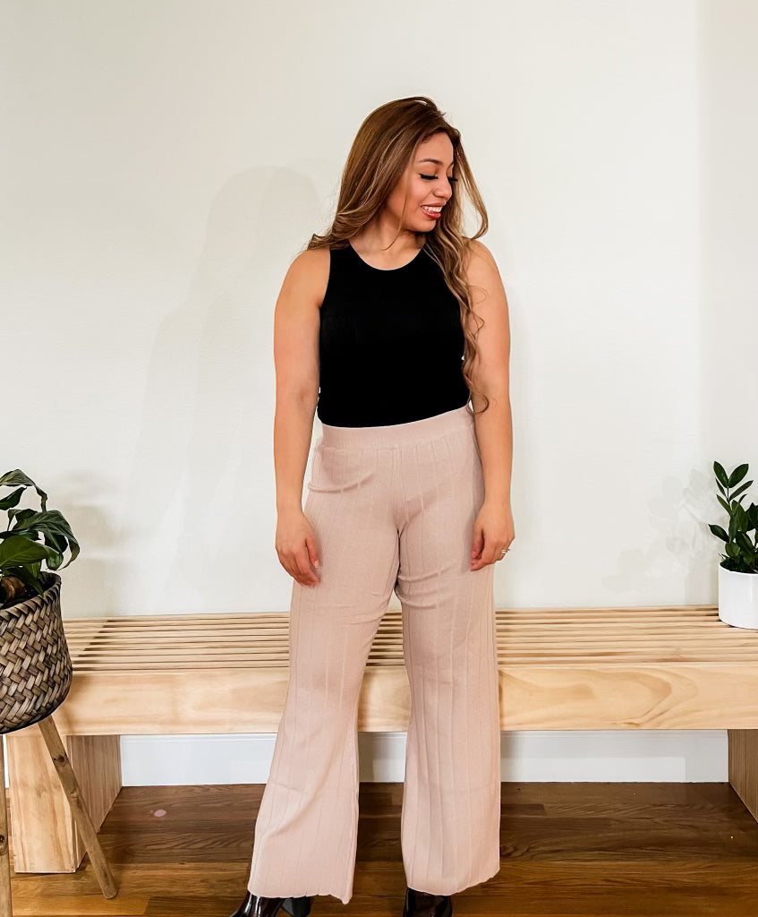 Sophia Ribbed Knit Flare Pants