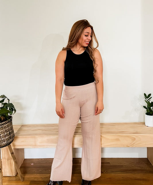 Sophia Ribbed Knit Flare Pants