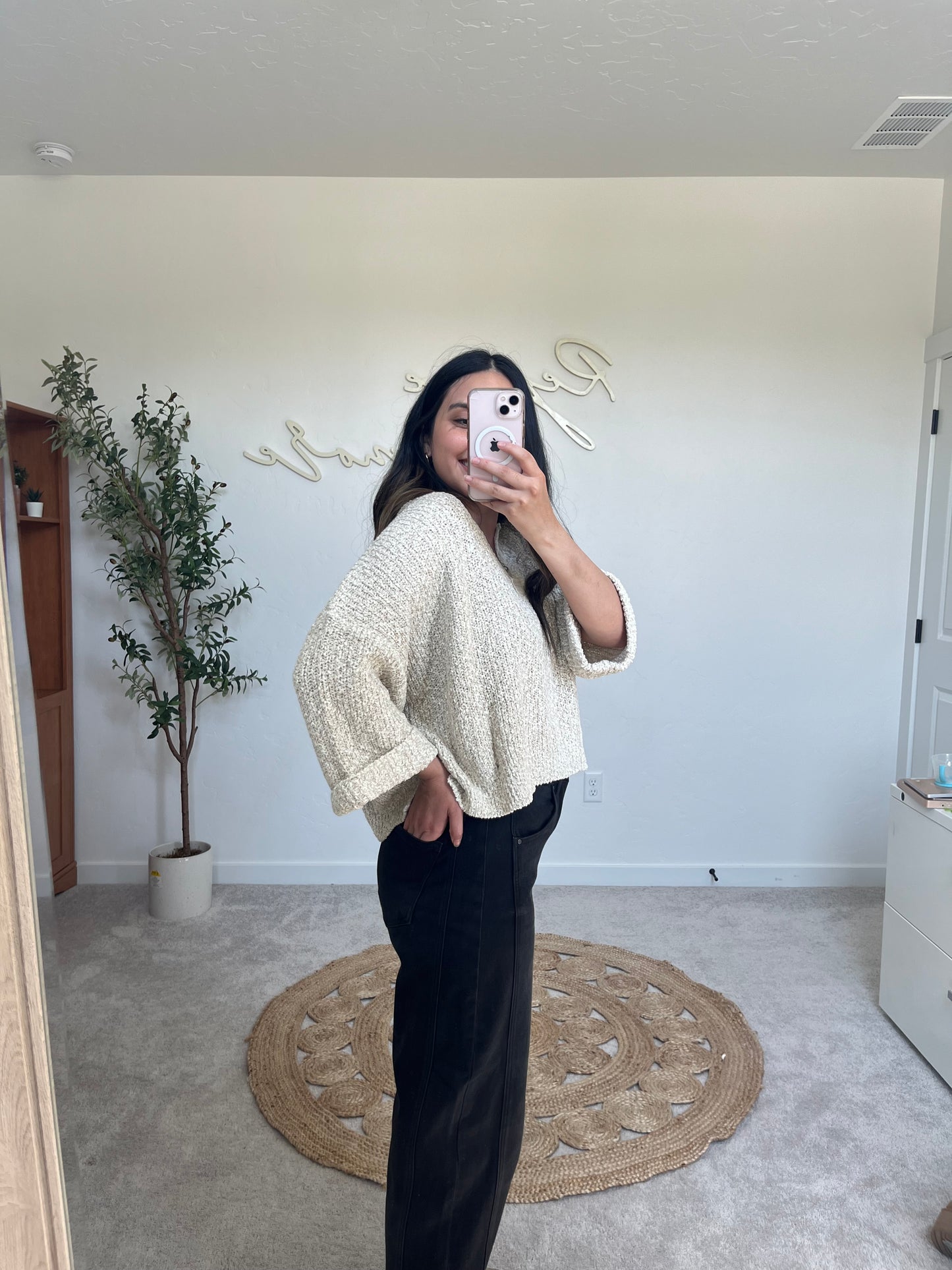 Coffee Run Textured Cuffed Knit