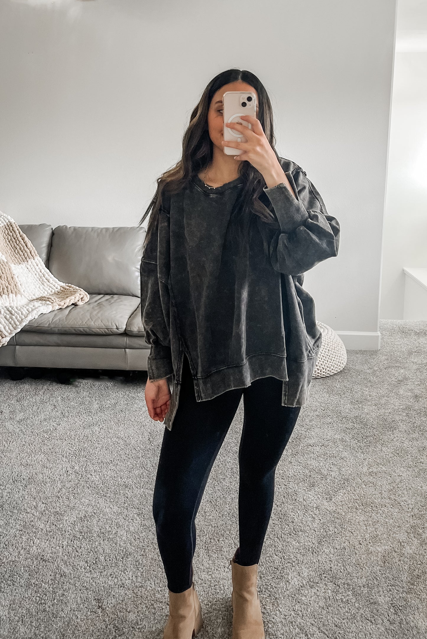 Oversized Pullover - Washed Black