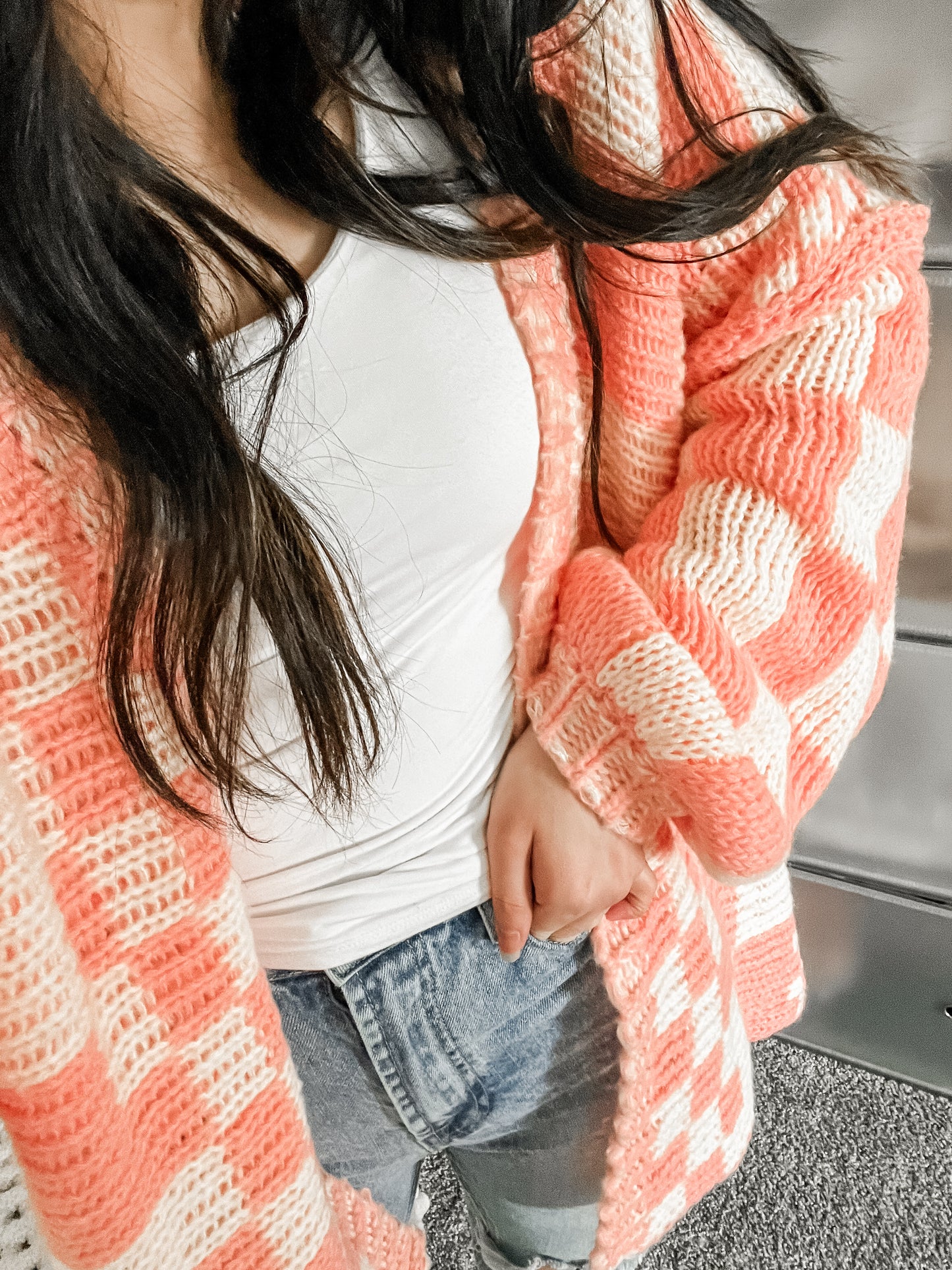 Check It Out Oversized Checkered Cardigan