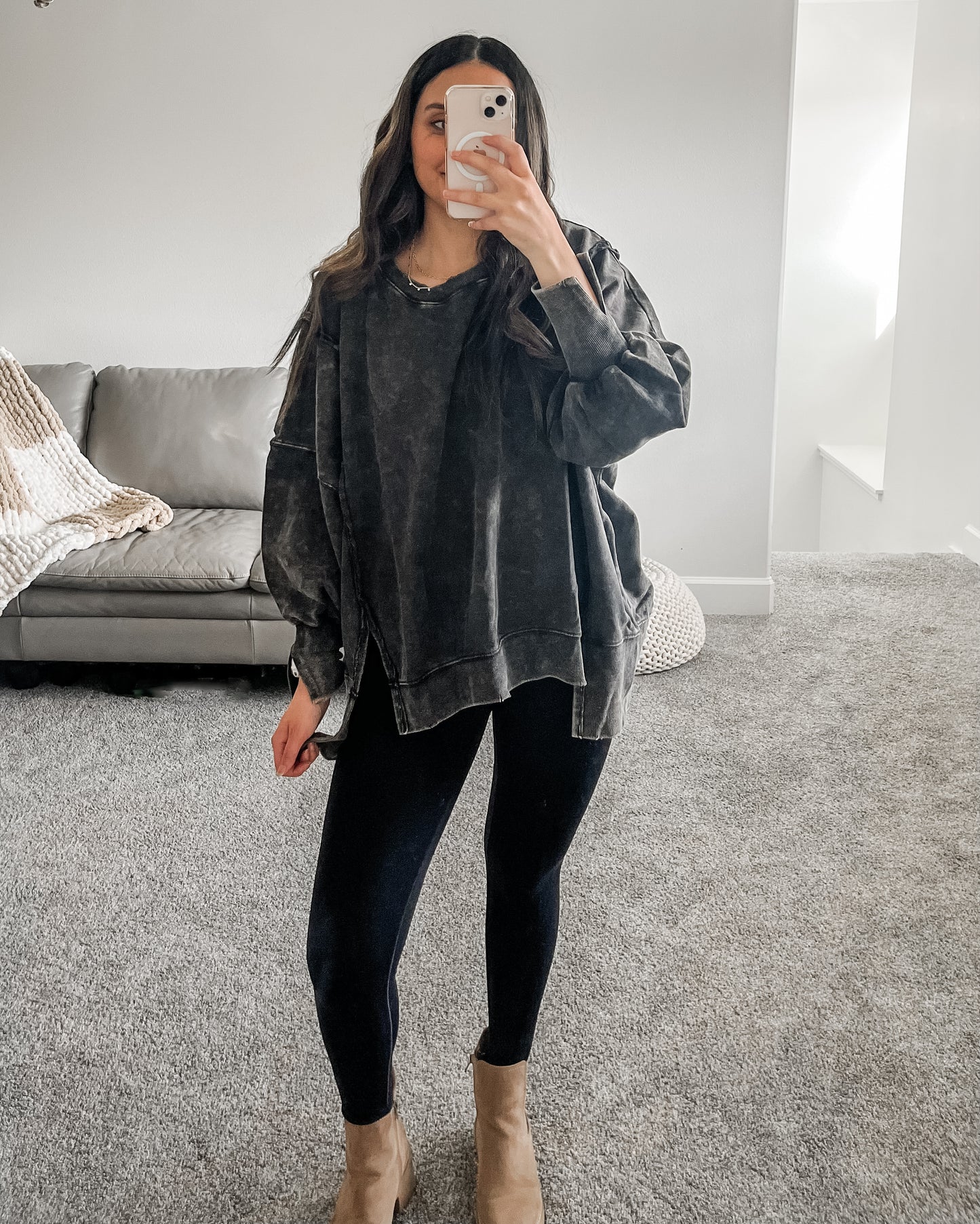 Oversized Pullover - Washed Black