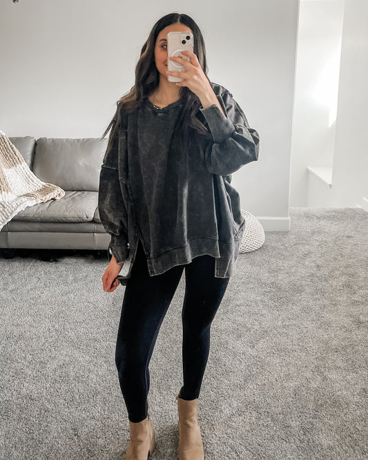 Oversized Pullover - Washed Black