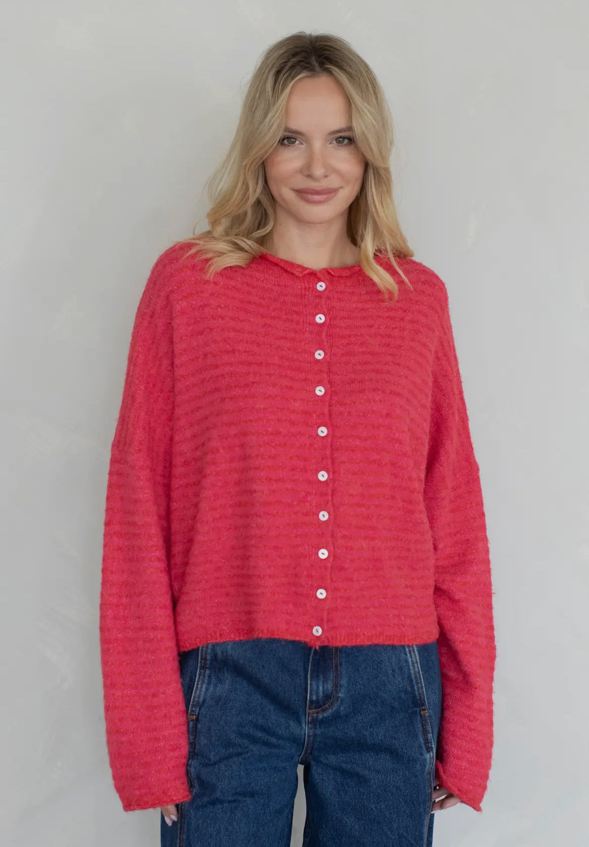 Abide Cardigan - Pink Stripe