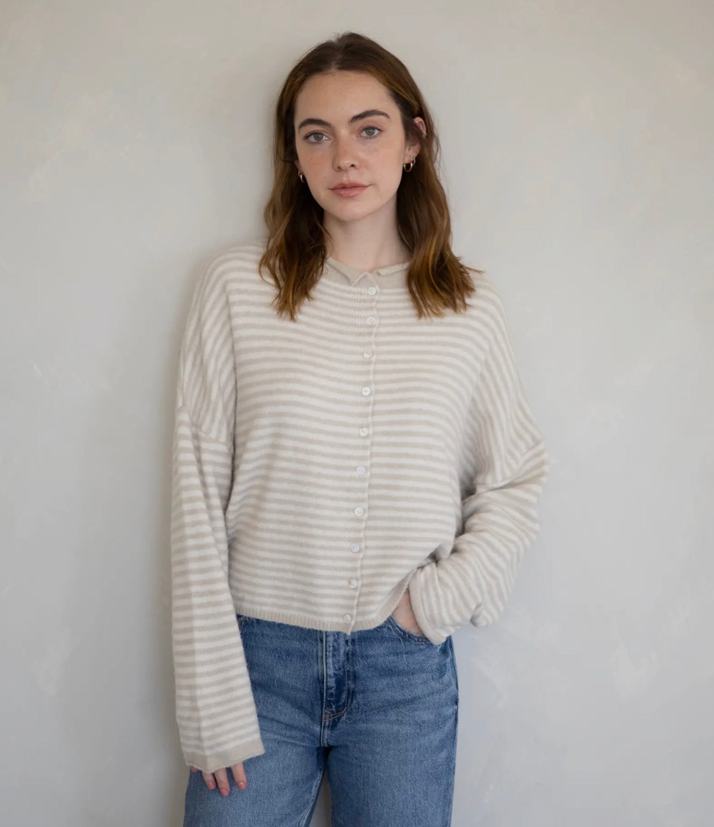 Abide Cardigan - Cream Stripe