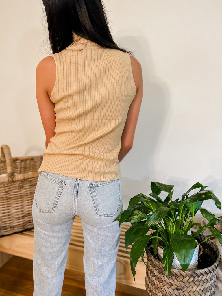 Rib Knit Turtle Neck Tank