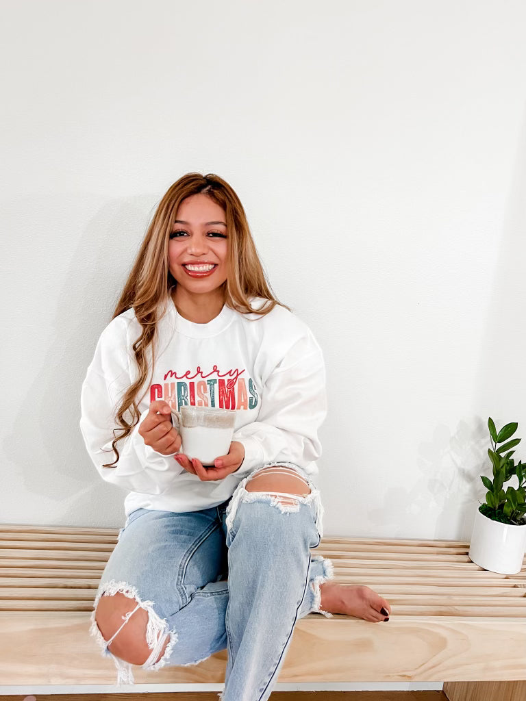 Merry Christmas Crewneck - White