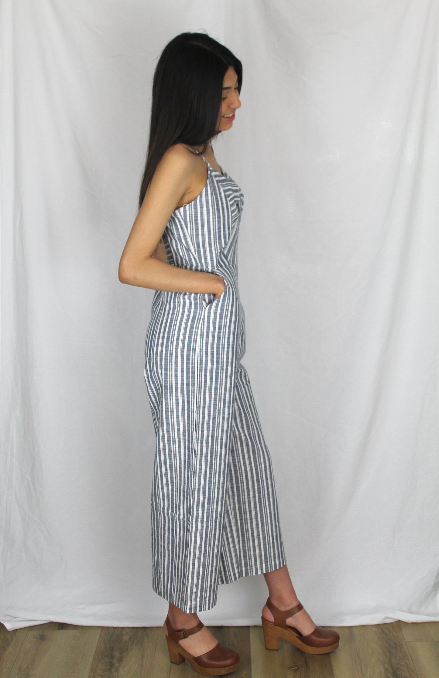 Striped Chambray Jumpsuit