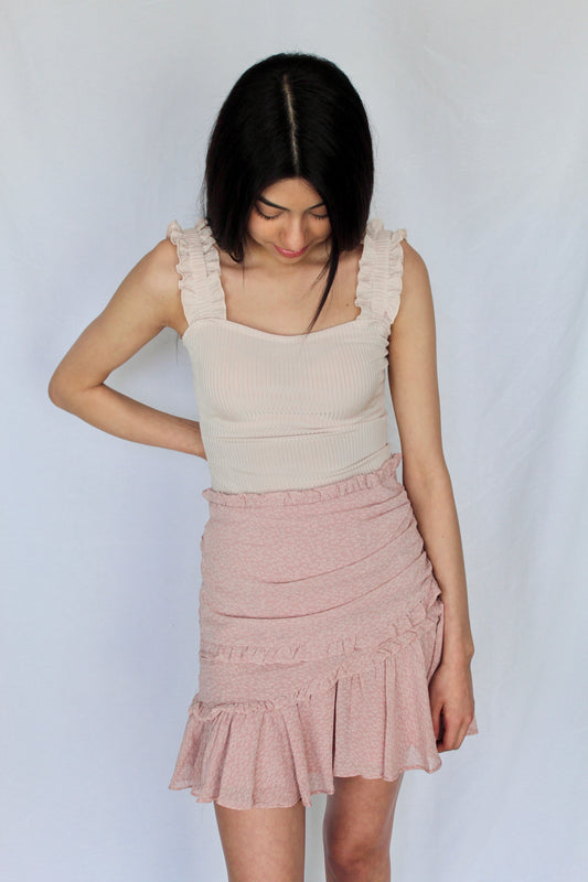 Perfect Date Floral Ruffle Skirt