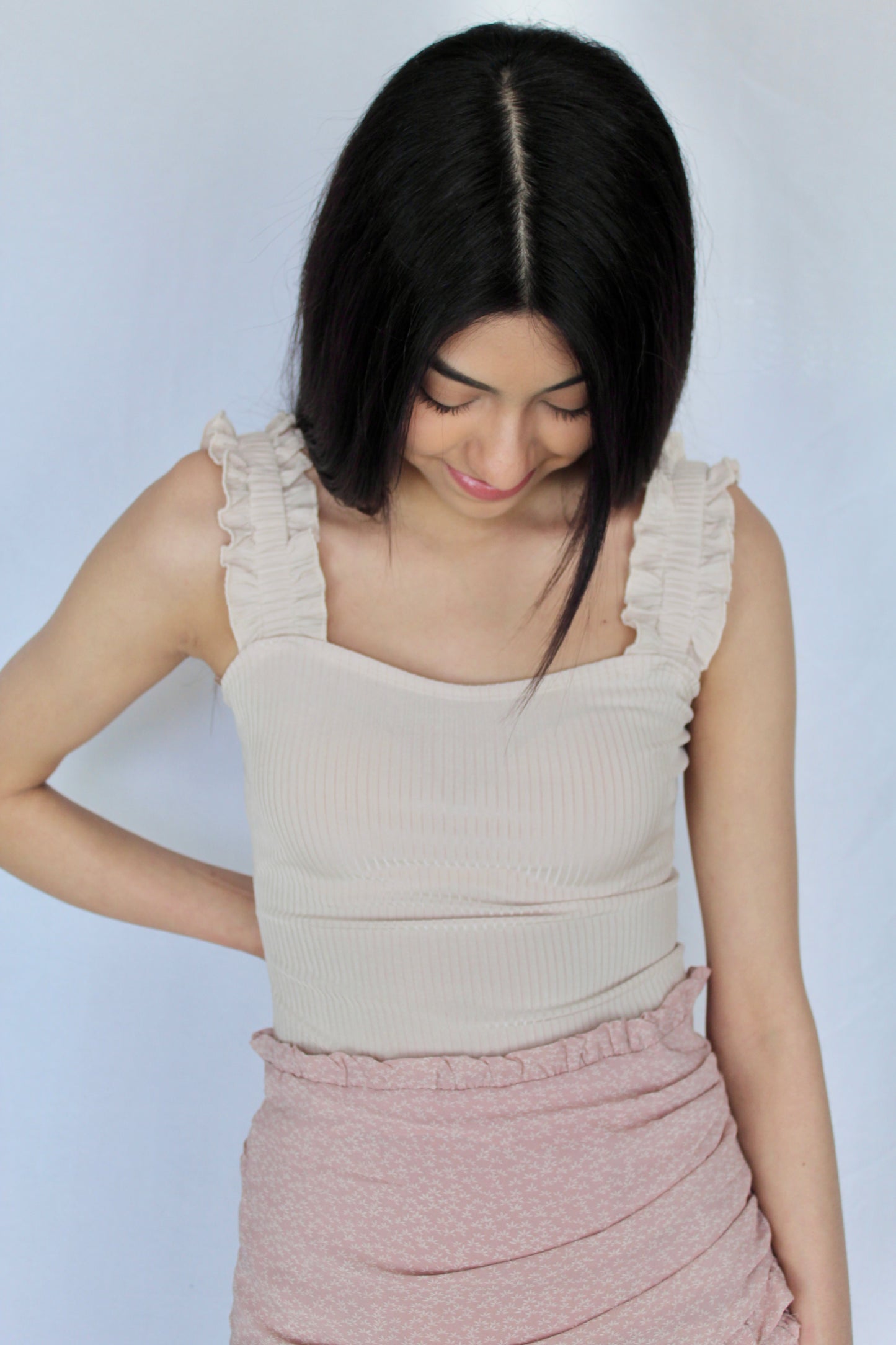 Sweetheart Solid Rib Bodysuit in Beige