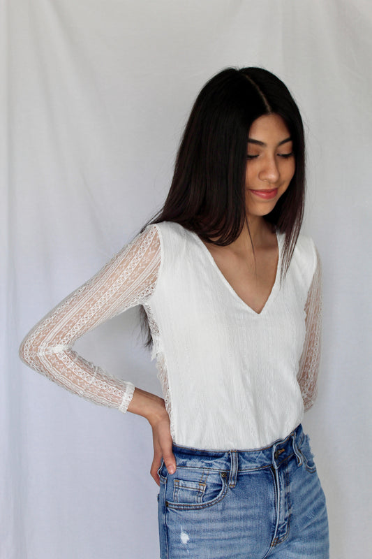 Always Sweet V-Neck Lace Bodysuit
