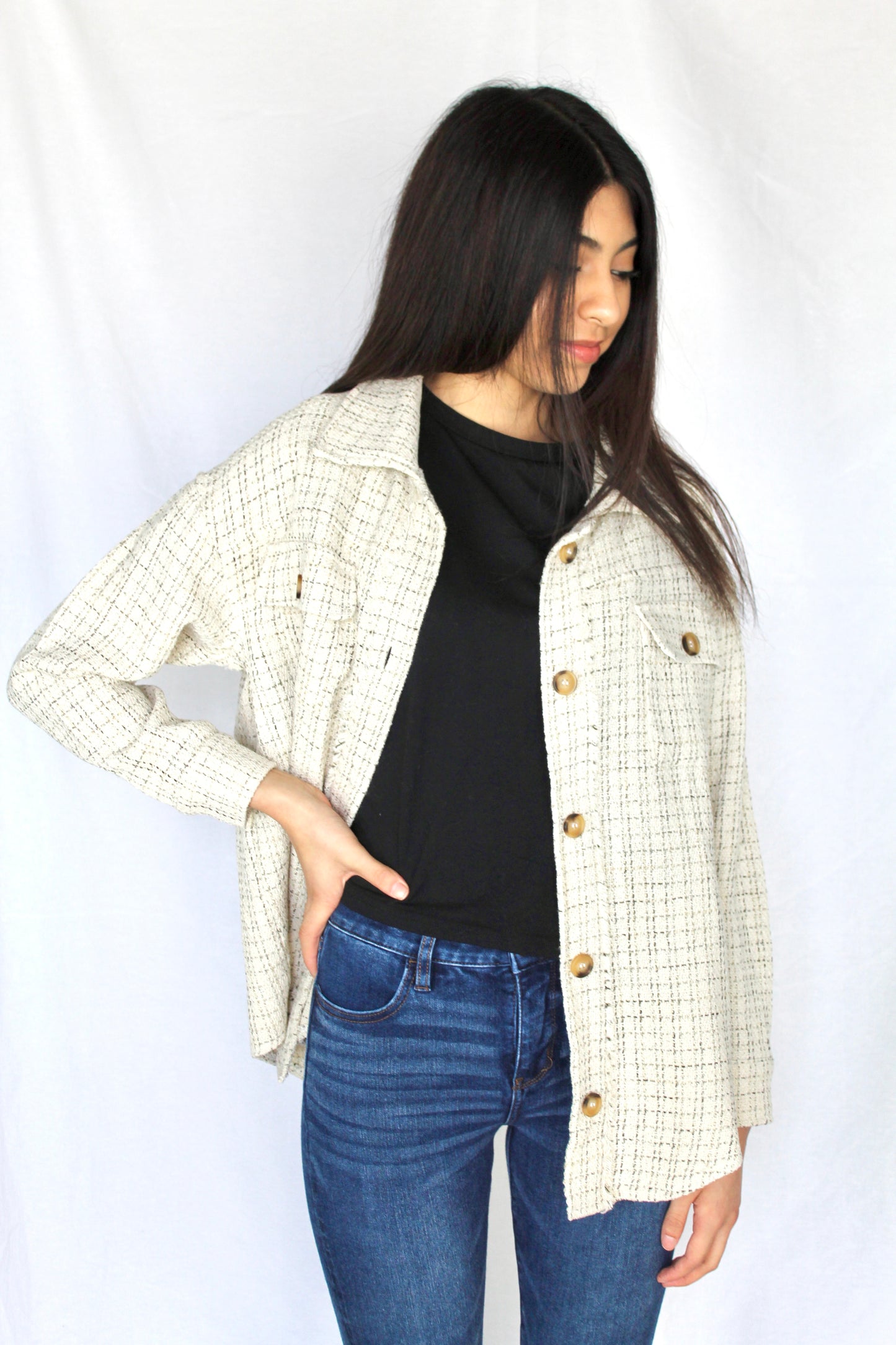 Tweed Button Down Shacket