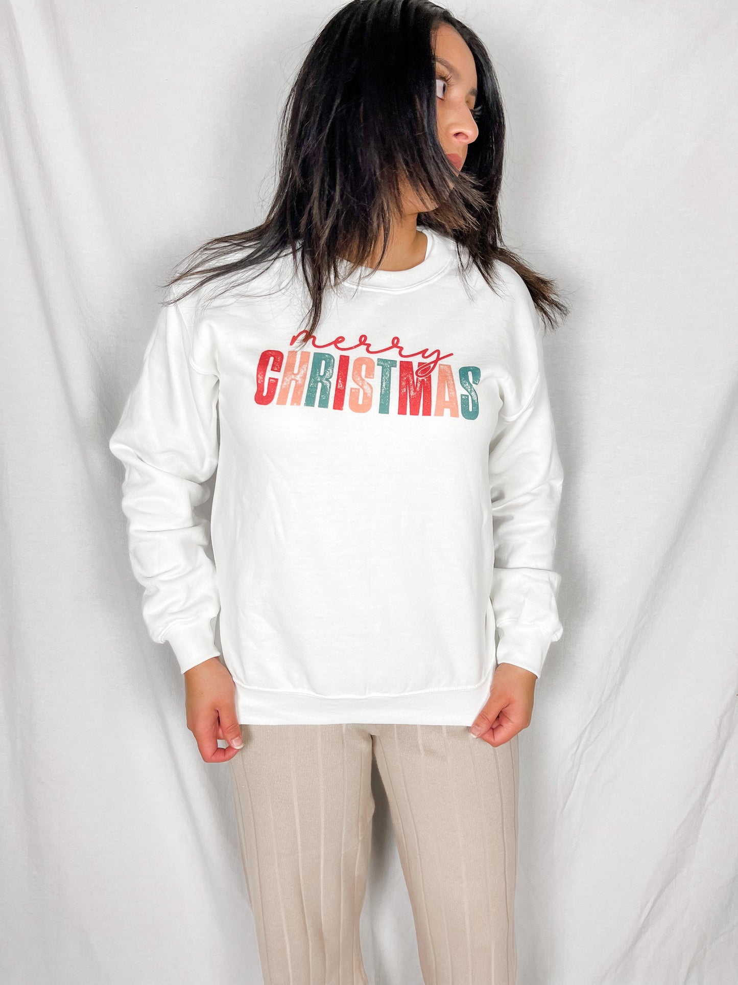 Merry Christmas Crewneck - White
