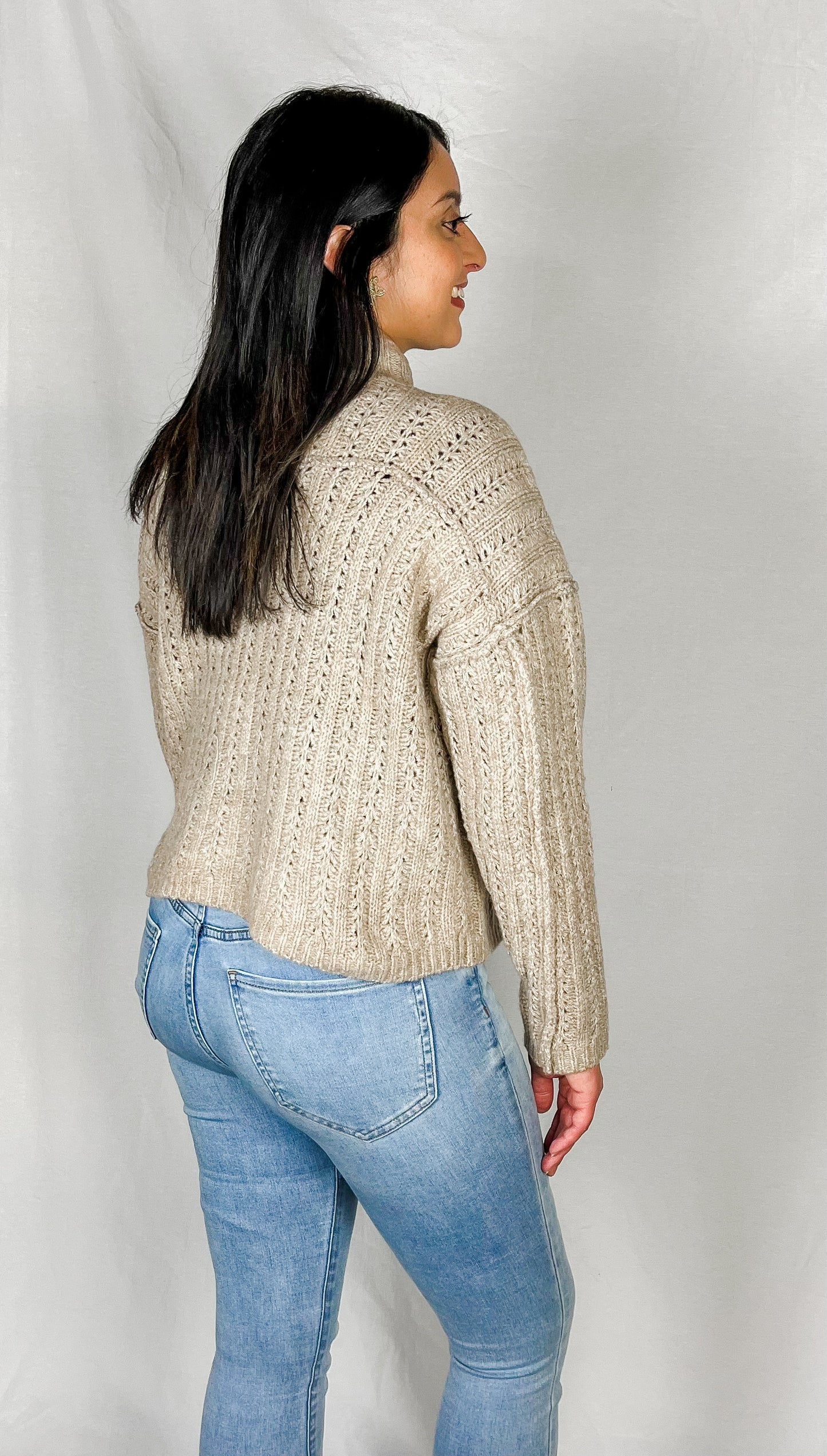 Brittney Open Knit Sweater -Oatmeal