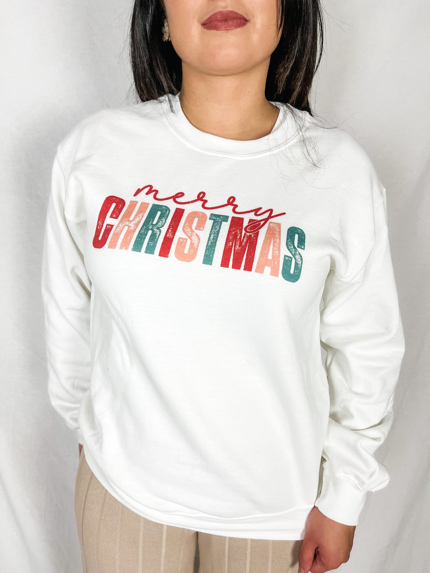 Merry Christmas Crewneck - White