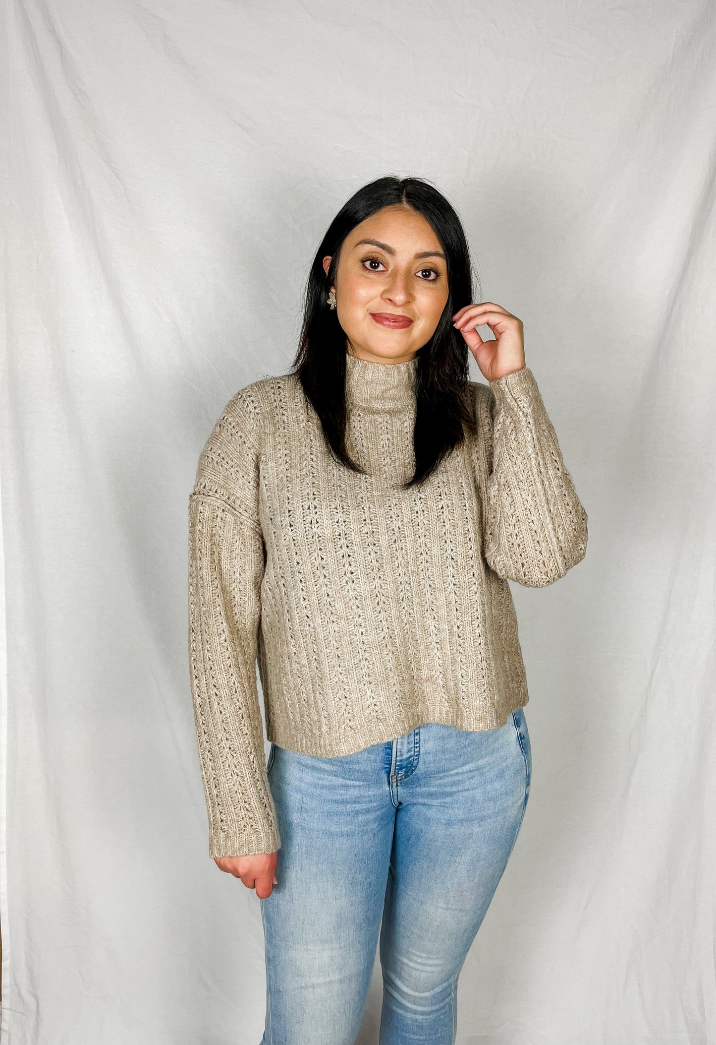 Brittney Open Knit Sweater -Oatmeal