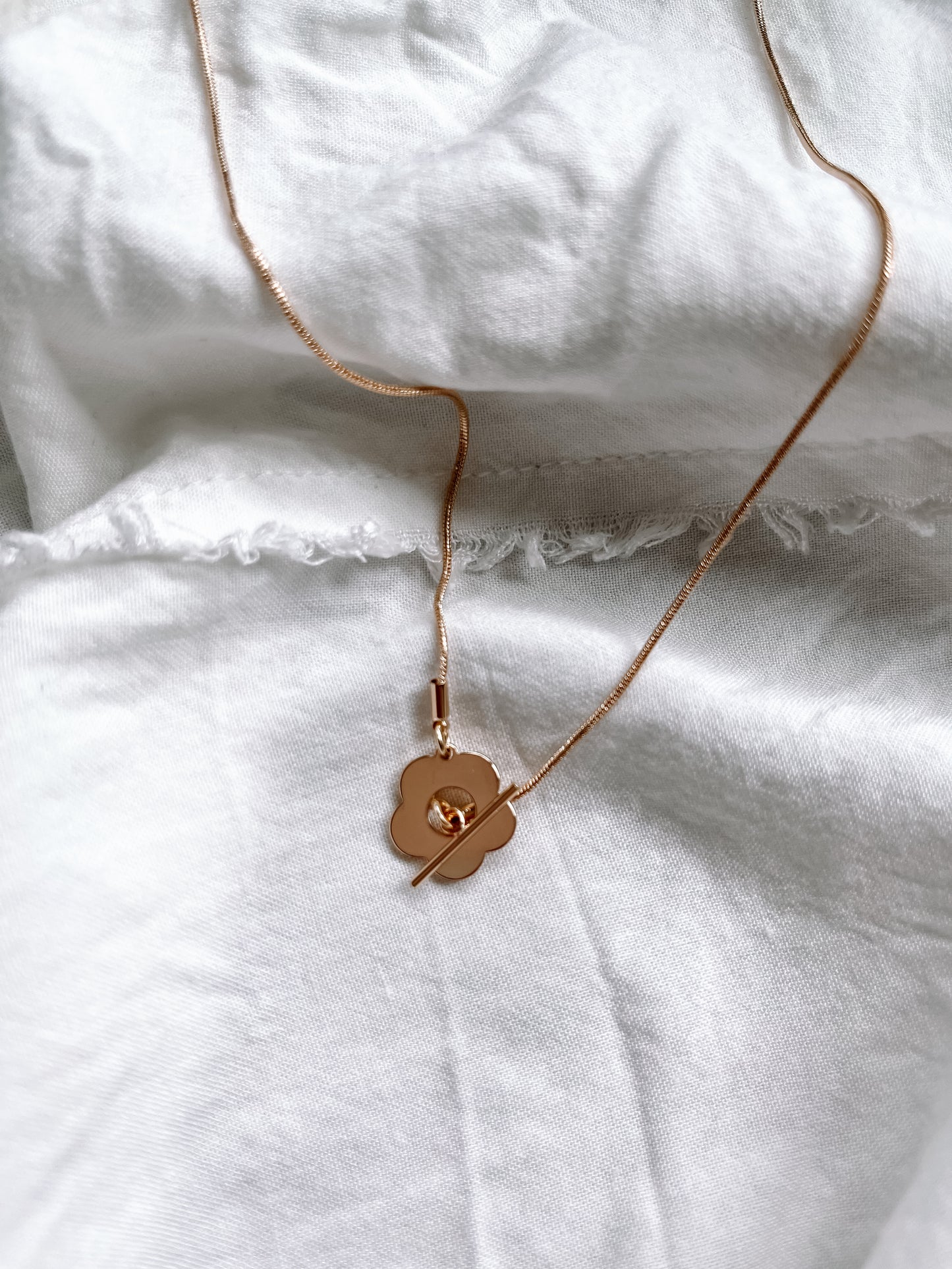 Gold Flower Toggle Necklace