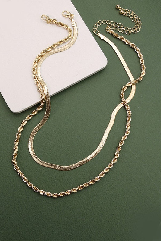 Herringbone & Rope Chain Necklace