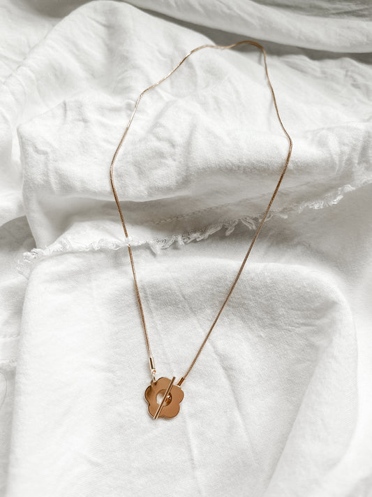 Gold Flower Toggle Necklace