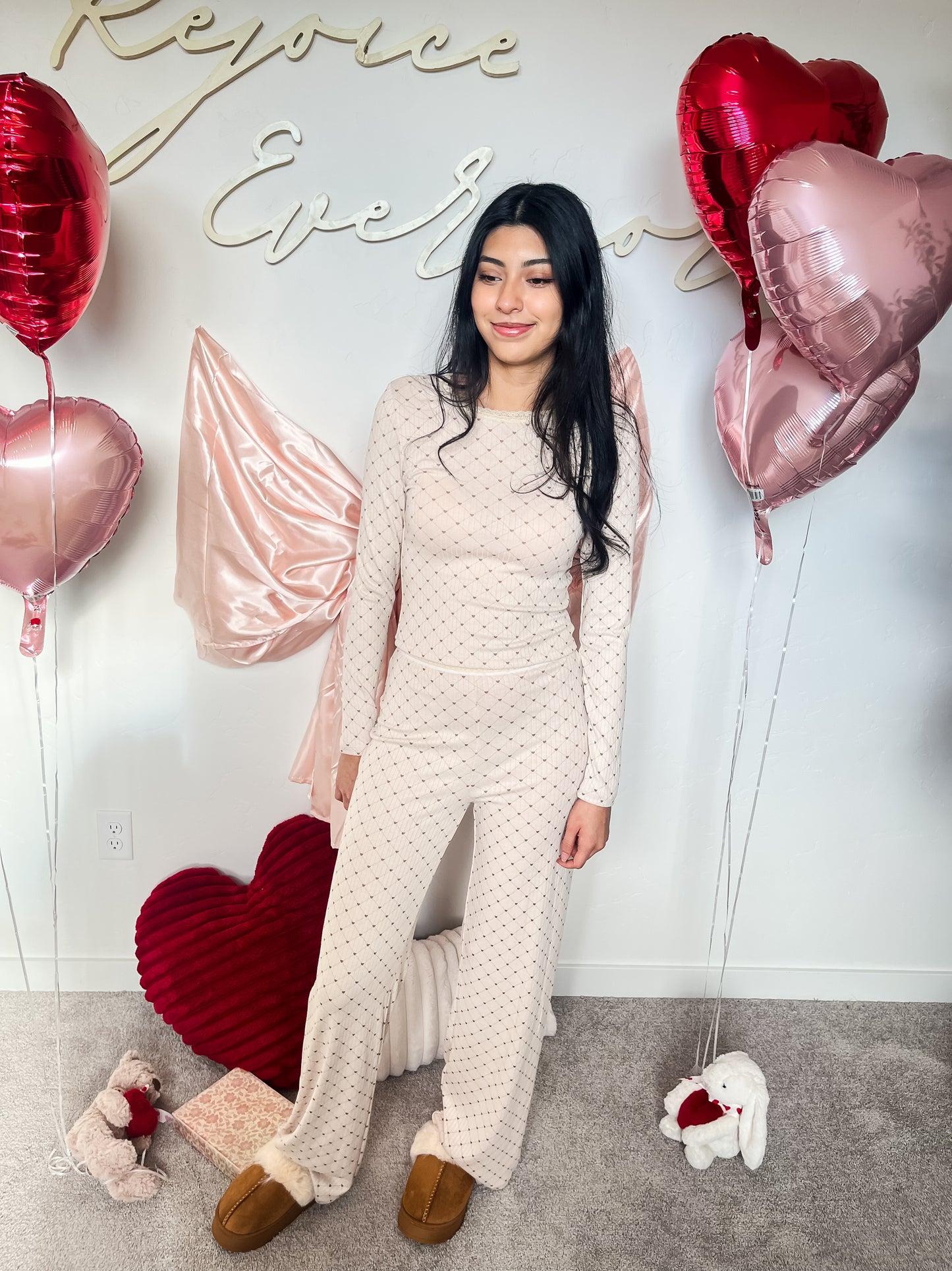 Heart Print Pointelle Set