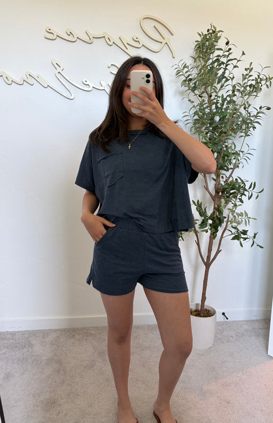 Weekend Wander Shorts Set - Heather Navy
