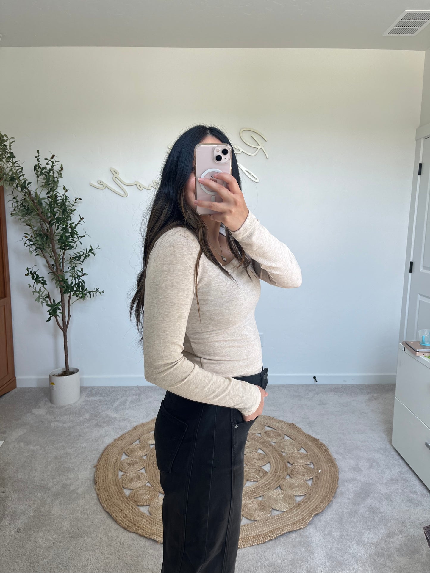 Scoop Neck Long Sleeve - Oat