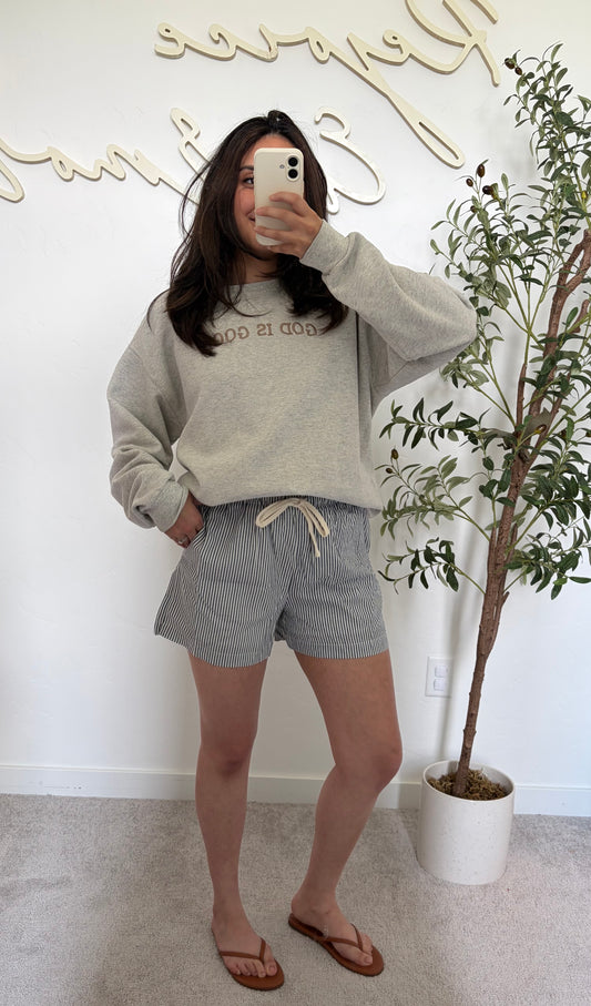Day Off Striped Drawstring Shorts - Navy