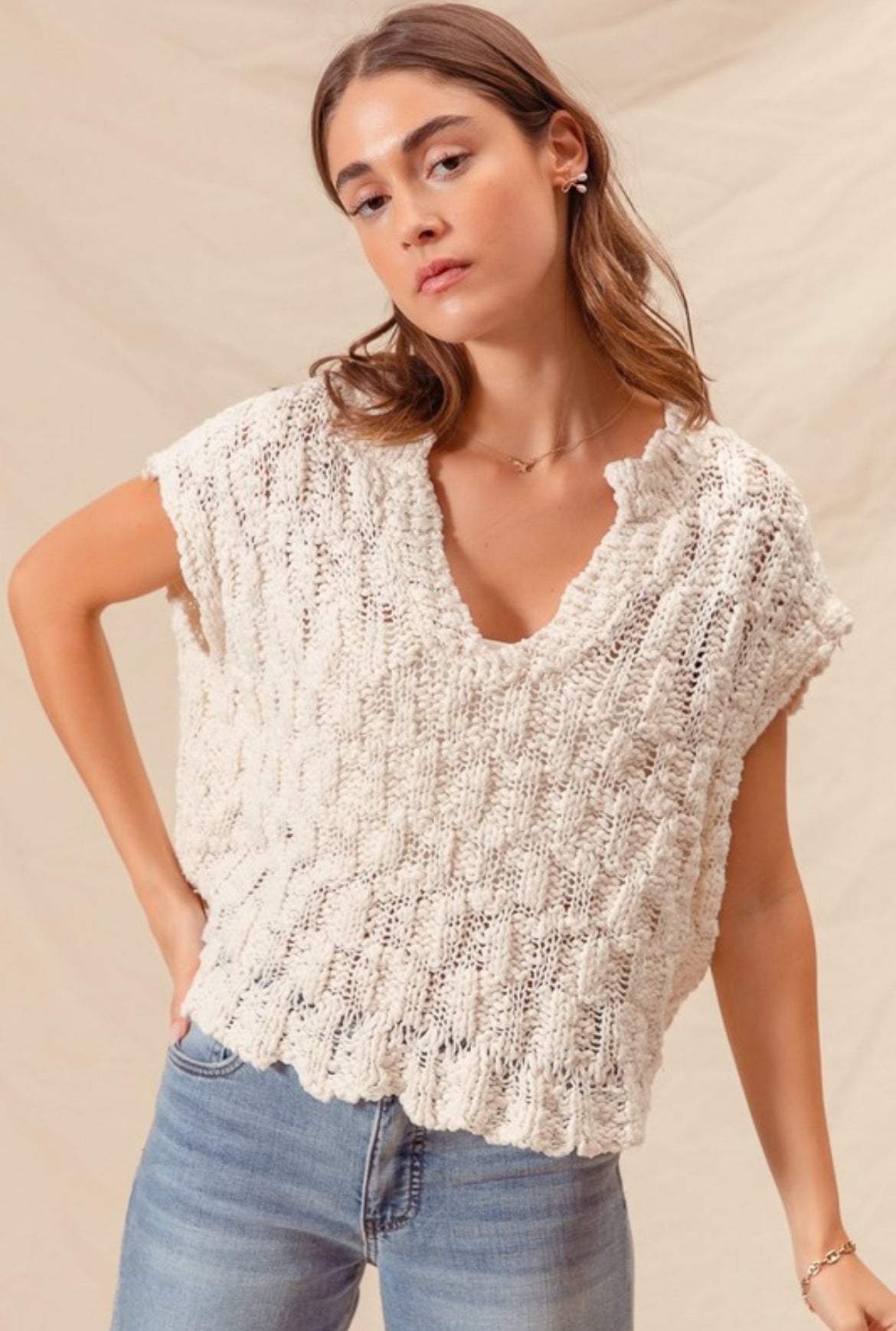 Boucle Short Sleeve Top