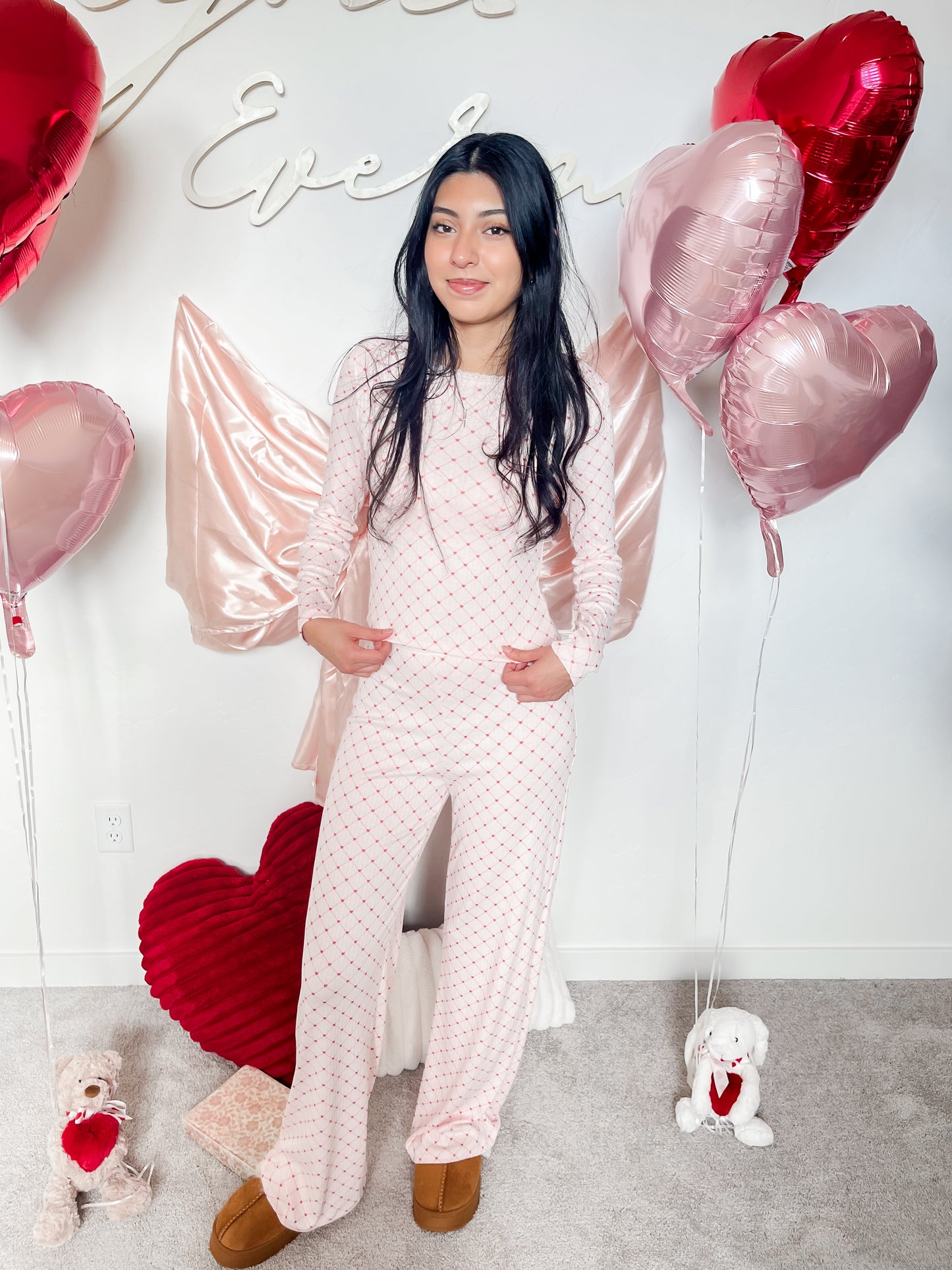 Heart Print Pointelle Set