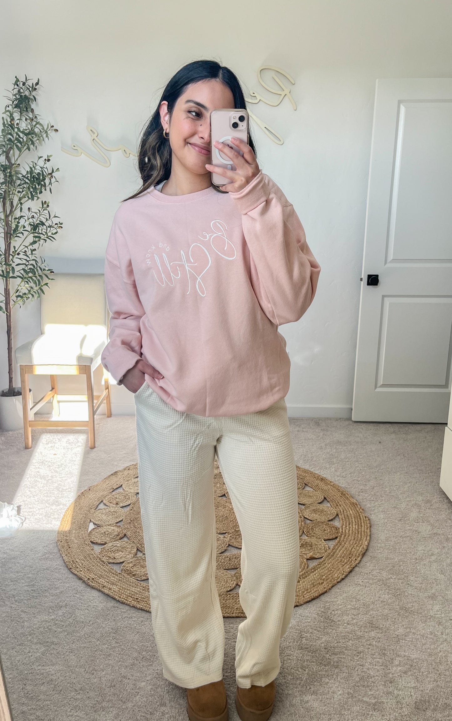 Waffle Knit Pant- Cream