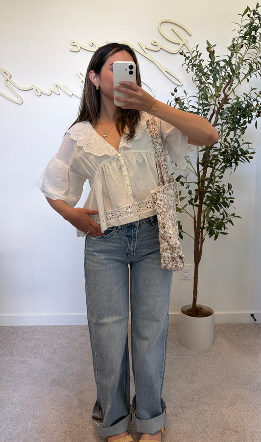 Sweet Magnolia Eyelet Ruffled Blouse