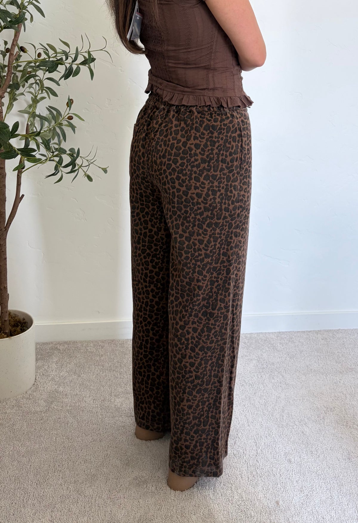 Leopard Print Wide Denim