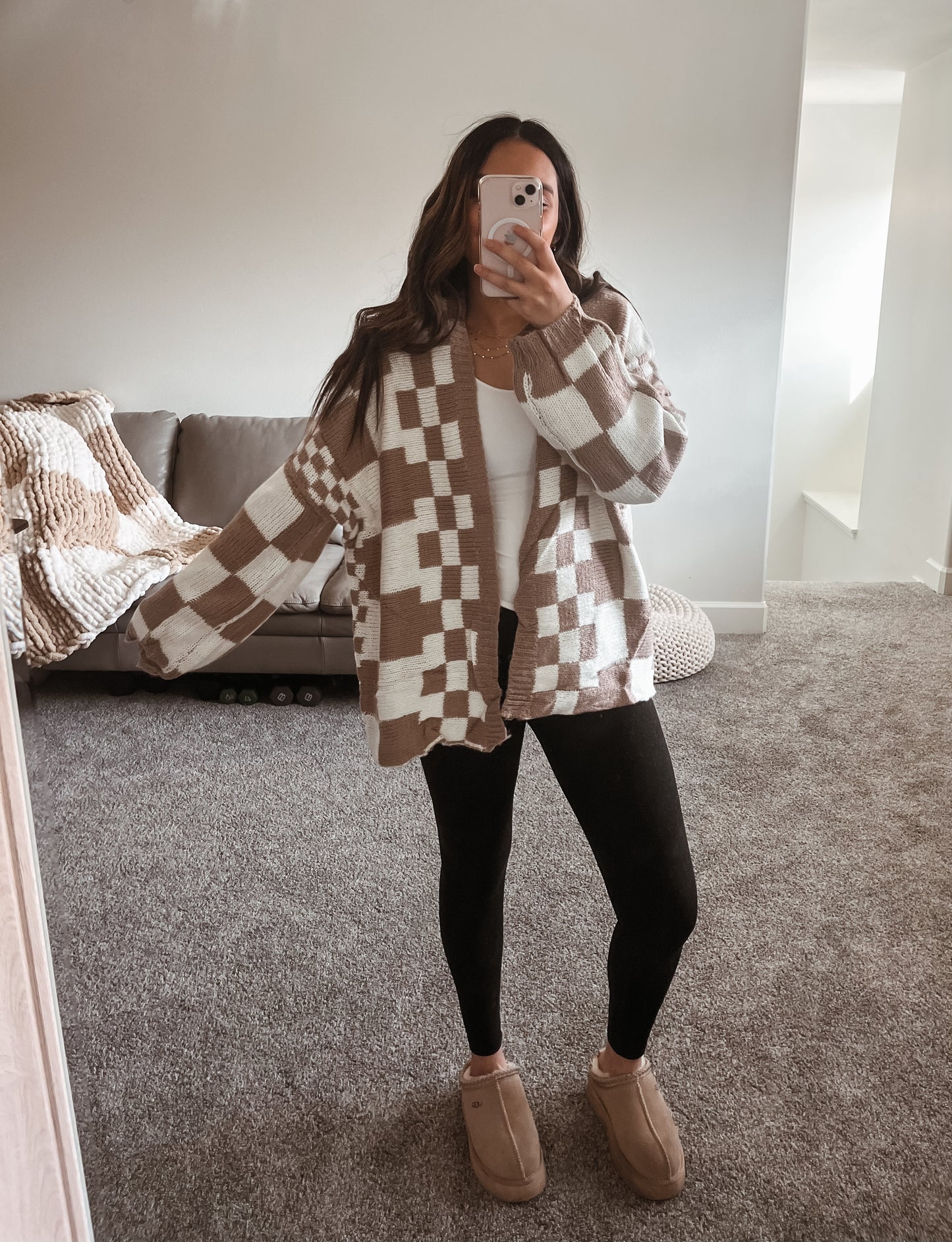 Butter Checkered Cardigan - Mocha