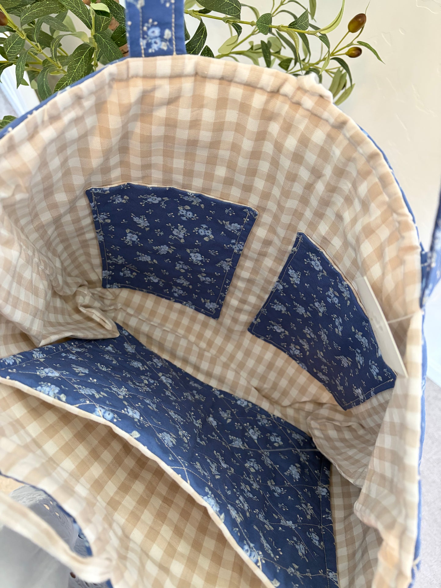Indigo Bloom Floral Tote Bag