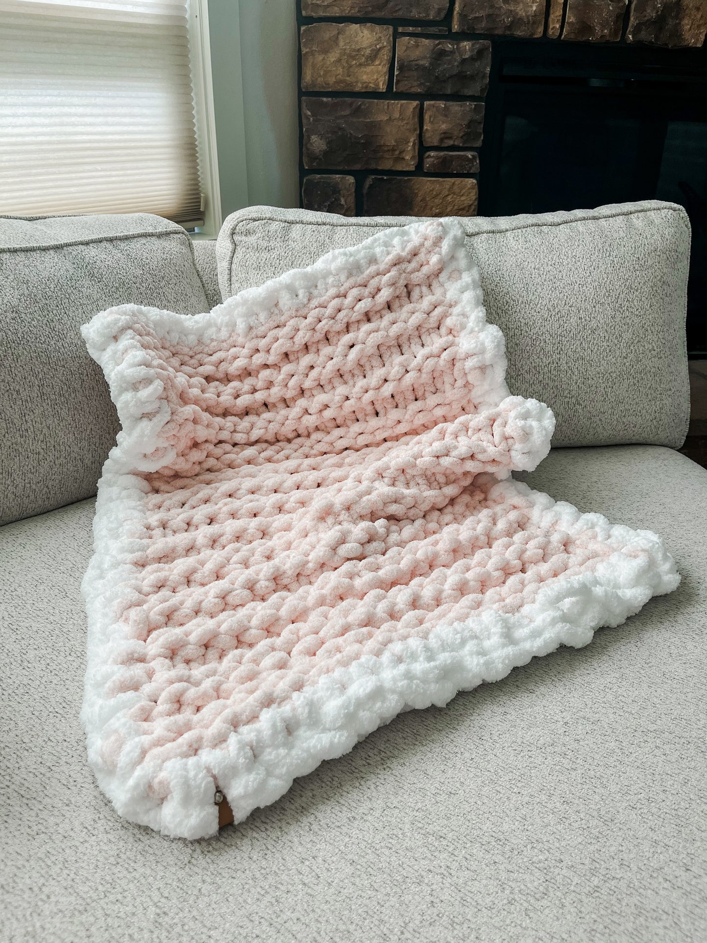 Pink Double Garter Baby Blanket
