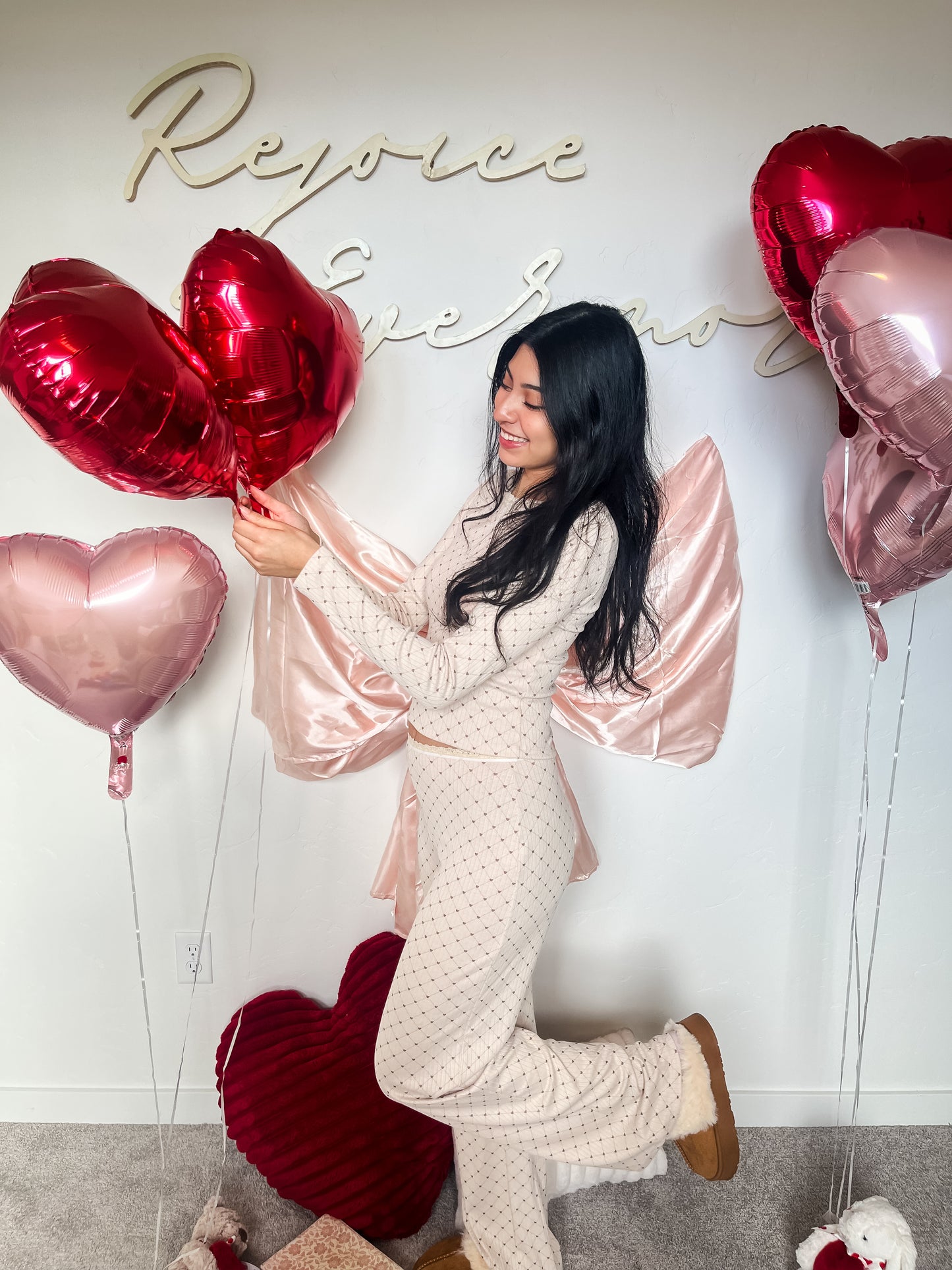 Heart Print Pointelle Set