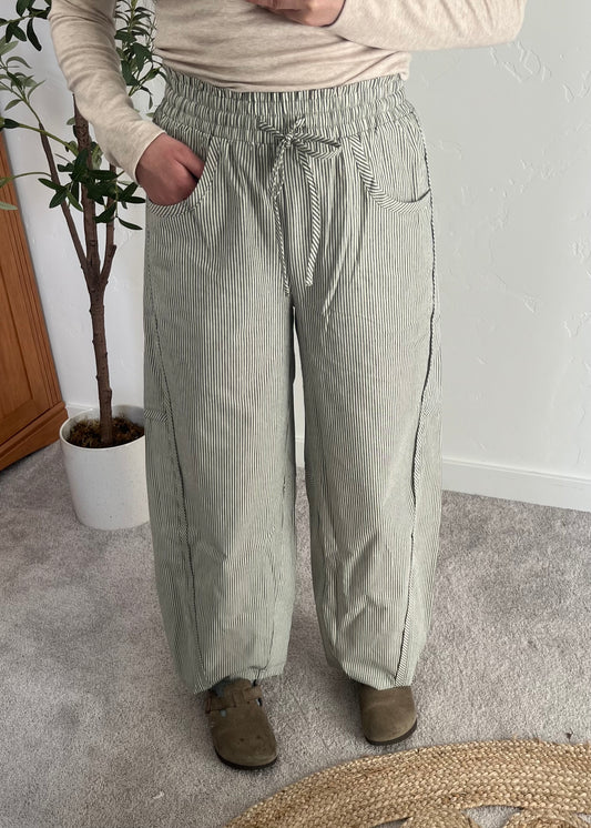 The Grove Stripe Barrel Pant