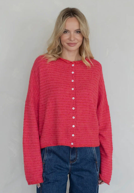 Abide Cardigan - Pink Stripe