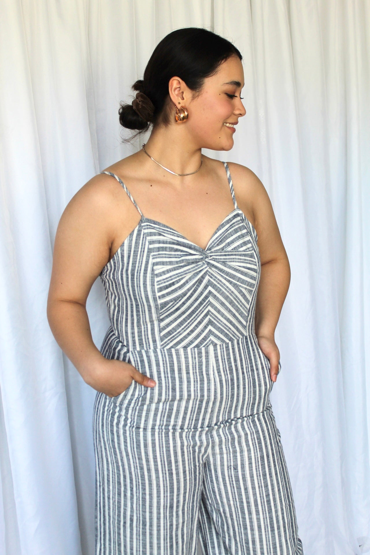 Striped Chambray Jumpsuit